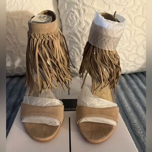 Dolce Vita ‘Hollie’ Beige Fringe Heels